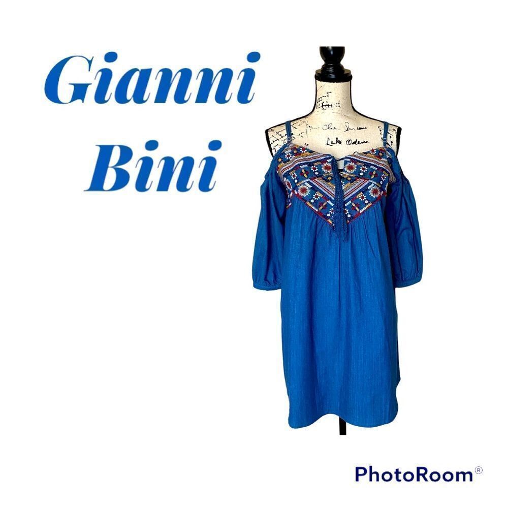 Blu Pepper Denim Cold Shoulder Dress - Picture 2 of 12